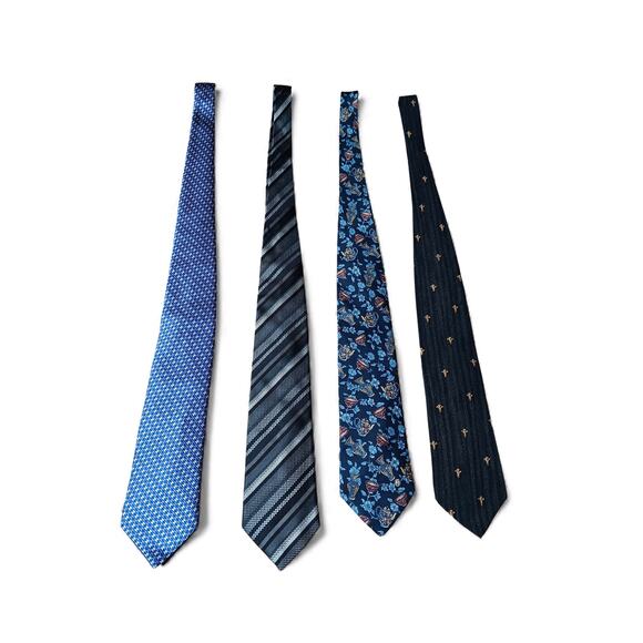 Dunhill Silk Tie Bundle 4 Luxury Designer Neckties 56 Inch Length - Picture 2 of 14